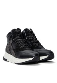 Geox - Sneakersy damskie czarne GEOX D Falena B Abx B. Kolor: czarny. Materiał: materiał, skóra. Szerokość cholewki: normalna. Sezon: zima #1