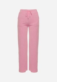 Born2be - Różowe Szerokie Spodnie z Gumką w Pasie i Rozcięciami Jacilla. Okazja: do pracy, na spotkanie biznesowe. Kolor: różowy. Styl: elegancki, biznesowy #3