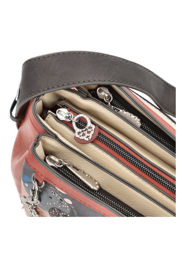 Pomarańczowa Oryginalna Listonoszka Damska Anekke Seria Alma. Kolor: pomarańczowy. Wzór: aplikacja. Dodatki: z breloczkiem. Materiał: zdobione. Styl: elegancki, casual. Rodzaj torebki: na ramię