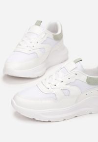Renee - Biało-Miętowe Sneakersy Lythienne. Wysokość cholewki: przed kostkę. Nosek buta: okrągły. Kolor: biały. Materiał: materiał. Szerokość cholewki: normalna #5