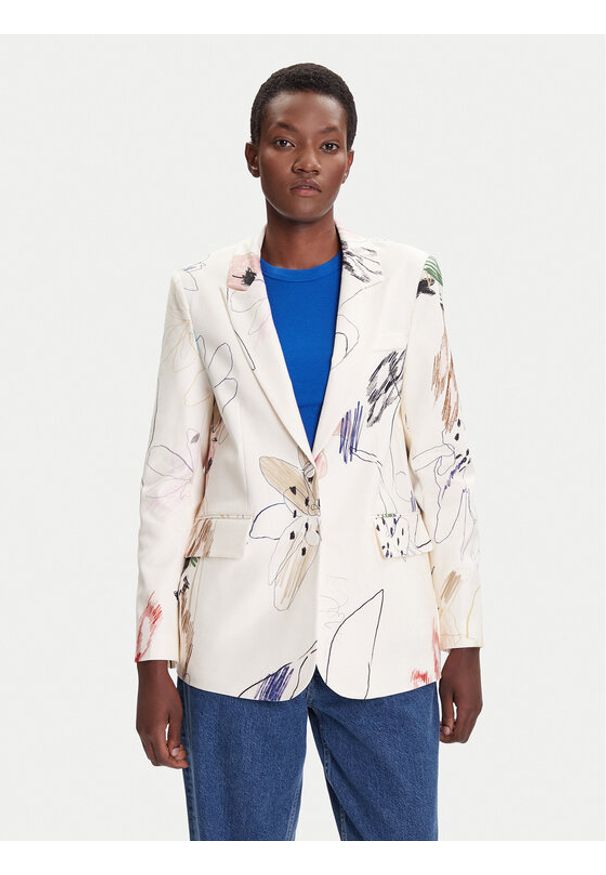 Desigual Marynarka Arty 25WWEW21 Biały Regular Fit. Kolor: biały. Materiał: bawełna
