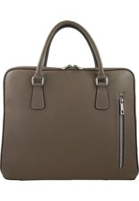 Torba Barberinis Skórzana torba na laptopa Casual - Beżowa ciemna NoSize. Kolor: beżowy. Materiał: skóra. Styl: casual #1