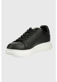 Emporio Armani sneakersy skórzane kolor czarny. Zapięcie: sznurówki. Kolor: czarny. Materiał: skóra #3