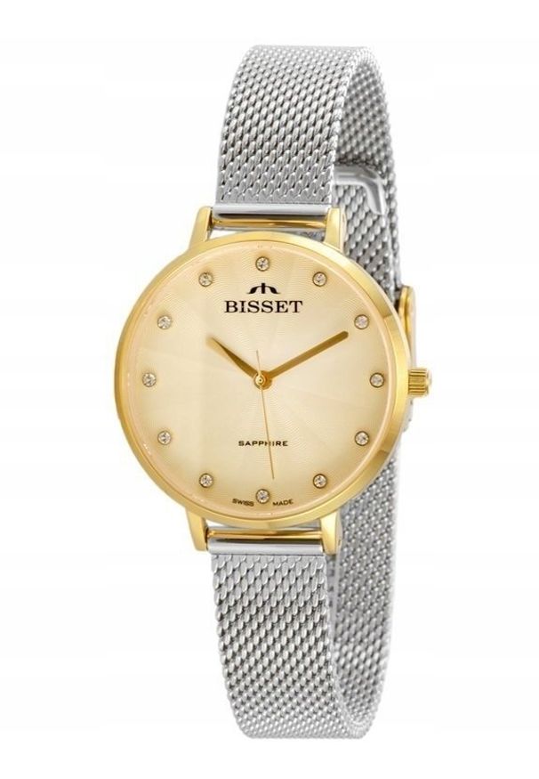 Zegarek Bisset ZEGAREK DAMSKI BISSET BSBF30 - SZAFIROWE SZKŁO + GRAWER. Kolor: niebieski