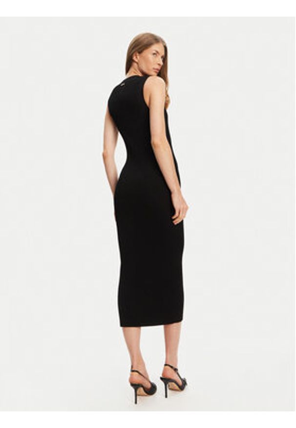 MICHAEL Michael Kors Sukienka dzianinowa MT5832533D Czarny Slim Fit. Kolor: czarny. Materiał: wiskoza