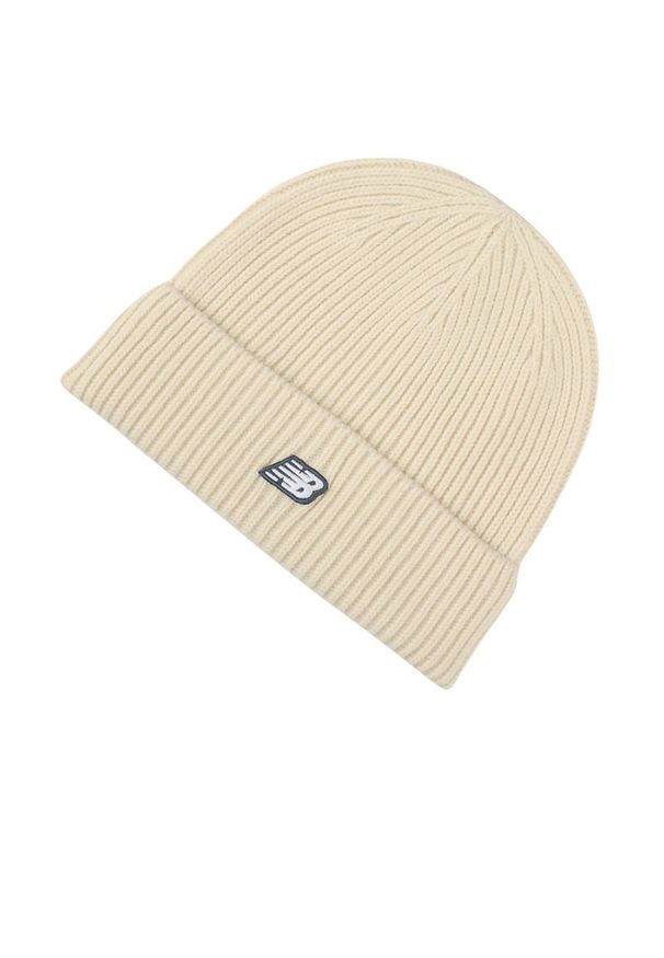 Czapka dla każdego New Balance LAH53008PEF - beżowa. Kolor: beżowy. Materiał: akryl. Sezon: zima