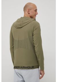 Under Armour bluza treningowa 1370499 męska kolor zielony z kapturem gładka. Typ kołnierza: kaptur. Kolor: zielony. Materiał: materiał. Długość rękawa: raglanowy rękaw. Wzór: gładki #2