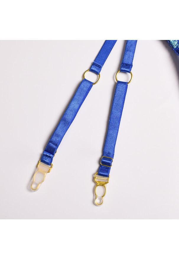 Intica - Komplet bielizny z koronką i kwiatowym wzorem Walda. Kolor: niebieski. Materiał: koronka. Wzór: koronka, kwiaty