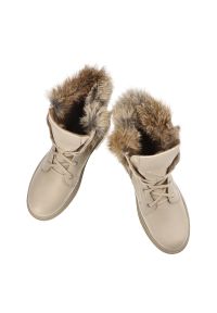 Beżowe Botki Armodo Ocieplane Obuwie Damskie. Okazja: na spacer. Kolor: beżowy. Materiał: zamsz, skóra. Szerokość cholewki: normalna. Sezon: zima. Styl: elegancki #7