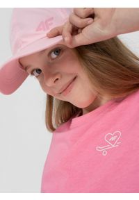 4f - T-shirt z nadrukiem dziewczęcy. Kolor: różowy. Materiał: bawełna. Wzór: nadruk #2