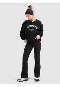 4f - 4F Bluza dresowa nierozpinana bez kaptura damska - czarna M. Okazja: na co dzień. Typ kołnierza: bez kaptura. Kolor: czarny. Materiał: dresówka. Wzór: nadruk. Styl: casual. Sport: fitness