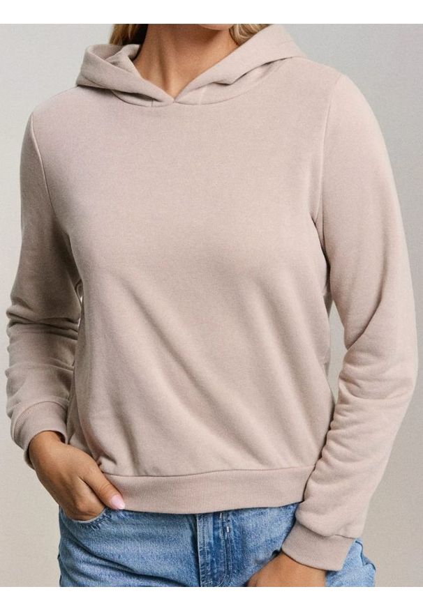 Sinsay - Bluza hoodie basic - beżowy. Kolor: beżowy
