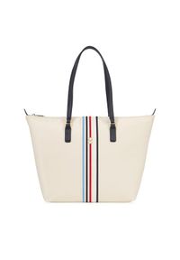 TOMMY HILFIGER - Tommy Hilfiger Torebka Poppy Tote Corp AW0AW15981 Écru. Materiał: skórzane