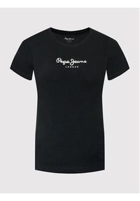 Pepe Jeans T-Shirt New Virginia PL505202 Czarny Slim Fit. Kolor: czarny. Materiał: bawełna #4