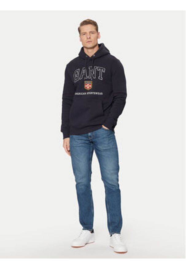 GANT - Gant Bluza 2044004 Granatowy Regular Fit. Kolor: niebieski. Materiał: bawełna