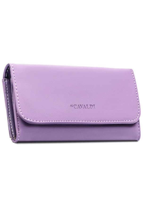 4U CAVALDI - Duży portfel damski ze skóry ekologicznej w fioletowym kolorze z kieszonką zewnętrzną, zamykany na zatrzask 4U Cavaldi K-PAL-1B-BL. Kolor: fioletowy. Materiał: skóra ekologiczna