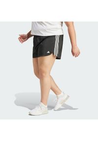 Adidas - Szorty Pacer Training 3-Stripes Woven High-Rise (Plus Size). Kolekcja: plus size. Kolor: czarny, biały, wielokolorowy. Materiał: materiał. Sport: fitness #1