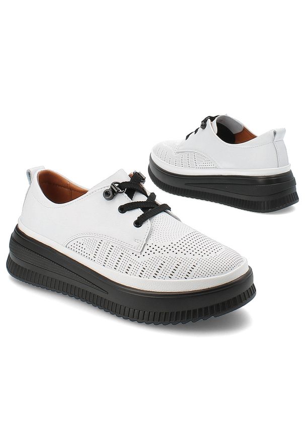 Białe Półbuty Artiker Modne Obuwie Damskie. Kolor: biały. Materiał: materiał. Styl: elegancki, sportowy