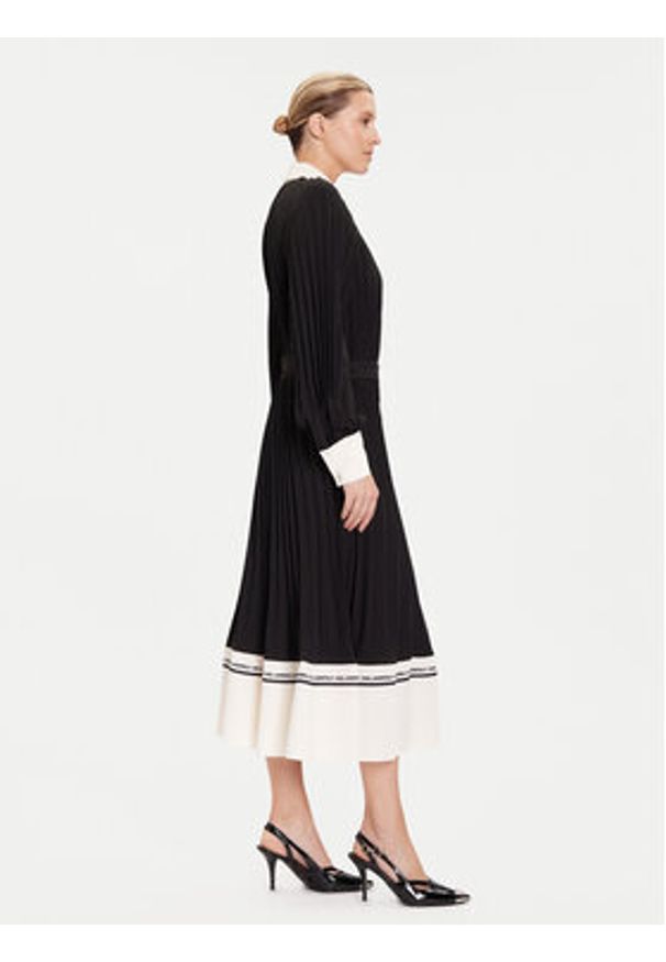 Karl Lagerfeld - KARL LAGERFELD Sukienka koszulowa A4W13047 Czarny Regular Fit. Typ kołnierza: dekolt w karo. Kolor: czarny. Materiał: syntetyk. Typ sukienki: koszulowe