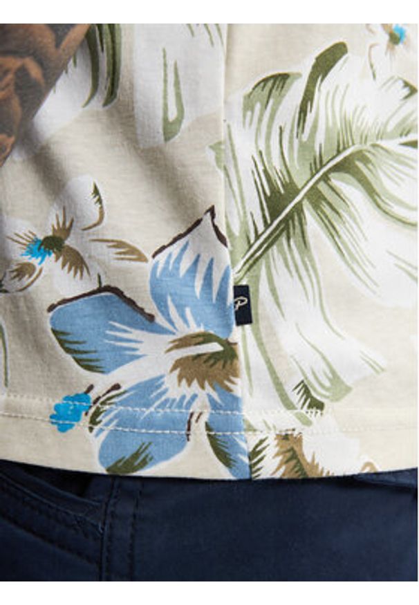 Petrol Industries T-Shirt M-1050-TSR655 Beżowy Regular Fit. Kolor: beżowy. Materiał: bawełna