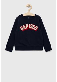 GAP bluza dziecięca kolor granatowy wzorzysta. Okazja: na co dzień. Kolor: niebieski. Materiał: poliester, dzianina. Styl: casual