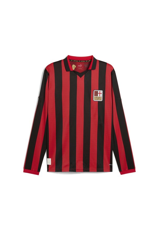 Puma - Męska koszulka jubileuszowa PUMA AC Milan 125th Anniversary. Kolor: czerwony, wielokolorowy, czarny. Sezon: lato. Sport: piłka nożna