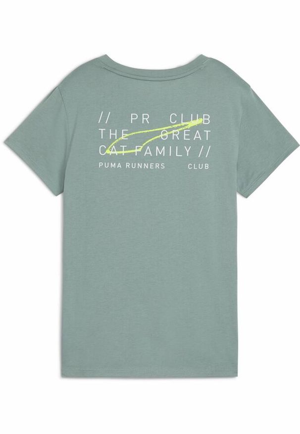 Puma - Damska koszulka do biegania z grafiką klubową PUMA Green Moon. Kolor: zielony