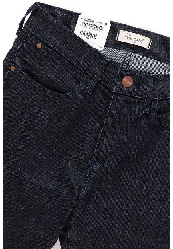 Wrangler - SPODNIE WRANGLER DAMSKIE HIGH SKINNY RINSEWASH W27HCQ023. Stan: podwyższony. Materiał: jeans