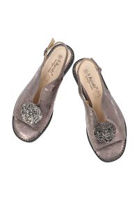 Sandały damskie S.Barski, cholewka ze skóry ekologicznej zapinane na sprzączkę, szare, KV61-6035. Zapięcie: sprzączka. Kolor: szary. Materiał: skóra ekologiczna #5