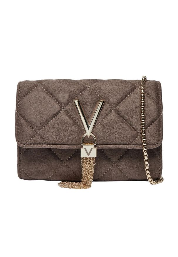 Valentino by Mario Valentino - VALENTINO Brązowa damska torebka Charlotte Flap Bag. Kolor: brązowy. Materiał: zamszowe, skórzane