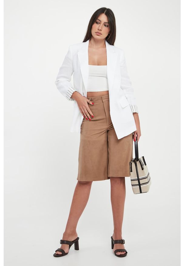 Marella - Bermudy damskie z zamszowej skóry MLLSCOGLIO MARELLA. Materiał: zamsz, skóra