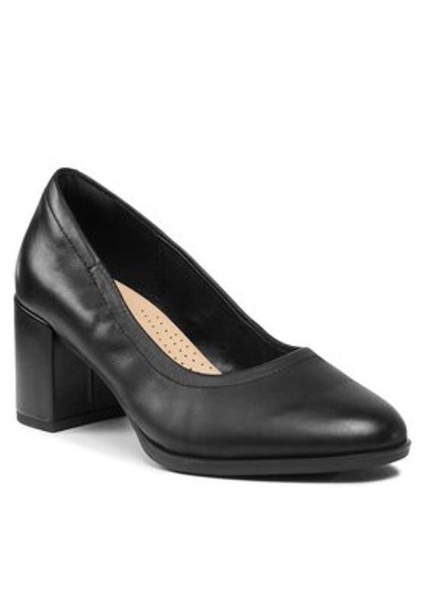 Clarks Czółenka Freva 55 Court 261709644 Czarny. Kolor: czarny. Materiał: skóra