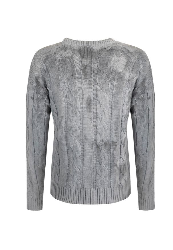 Takeshy Kurosawa Sweter | 83063 | Maglia Treccia Sfumata | Mężczyzna | Szary. Okazja: na co dzień. Kolor: szary. Materiał: bawełna, poliamid, wełna. Wzór: aplikacja, ze splotem. Styl: casual