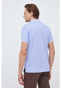 Polo Ralph Lauren polo męski kolor niebieski z aplikacją. Typ kołnierza: polo. Kolor: niebieski. Materiał: poliester. Długość rękawa: krótki rękaw. Długość: krótkie. Wzór: aplikacja #2