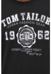 Tom Tailor t-shirt bawełniany kolor czarny z nadrukiem. Okazja: na co dzień. Kolor: czarny. Materiał: bawełna. Wzór: nadruk. Styl: casual