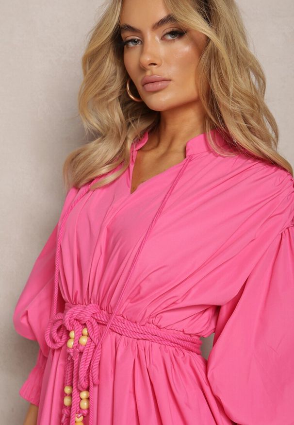 Renee - Różowa Sukienka Appomene. Kolor: różowy. Typ sukienki: bombki. Styl: boho. Długość: mini