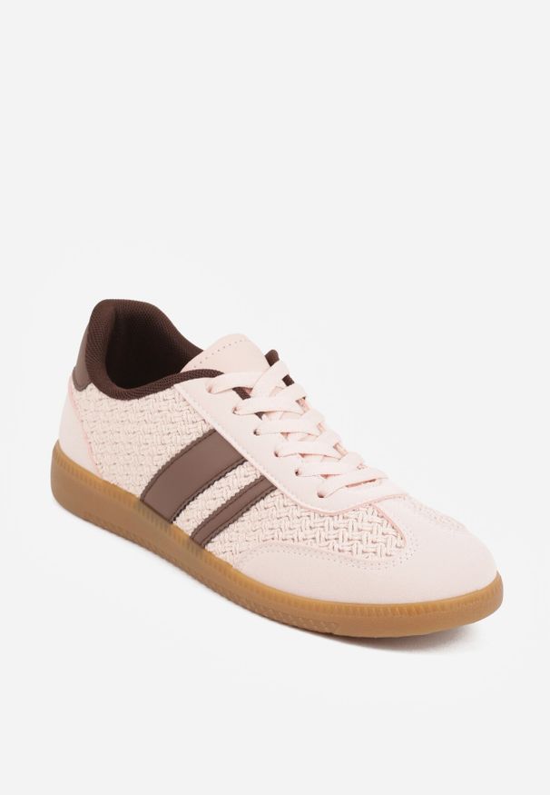 Born2be - Różowe Sneakersy Kultowe Tenisówki z Plecioną Strukturą Loraebelle. Okazja: na co dzień. Kolor: różowy. Materiał: jeans