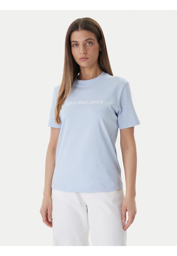 Calvin Klein Jeans T-Shirt LV047C912G Niebieski Regular Fit. Kolor: niebieski. Materiał: bawełna