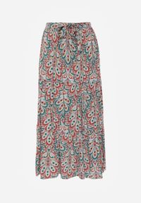 Born2be - Czerwono-Niebieska Spódnica Maxi z Wiskozy z Gumką w Pasie w Kwiaty Maizla. Okazja: na co dzień. Kolor: czerwony. Materiał: wiskoza. Wzór: kwiaty. Styl: casual #7