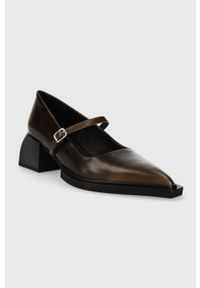 Vagabond Shoemakers czółenka skórzane VIVIAN kolor brązowy na słupku 5553.018.51. Zapięcie: klamry. Kolor: brązowy. Materiał: skóra. Obcas: na słupku. Wysokość obcasa: średni #3