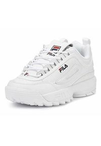 Buty do chodzenia damskie Fila Disruptor II Premium. Zapięcie: sznurówki. Kolor: biały. Materiał: tkanina, materiał, skóra, syntetyk. Szerokość cholewki: normalna. Sport: turystyka piesza
