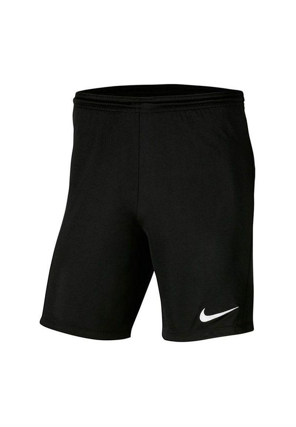 Nike - Spodenki Z Dzianiny Dla Dzieci Park III. Kolor: czarny. Materiał: dzianina. Styl: sportowy. Sport: turystyka piesza