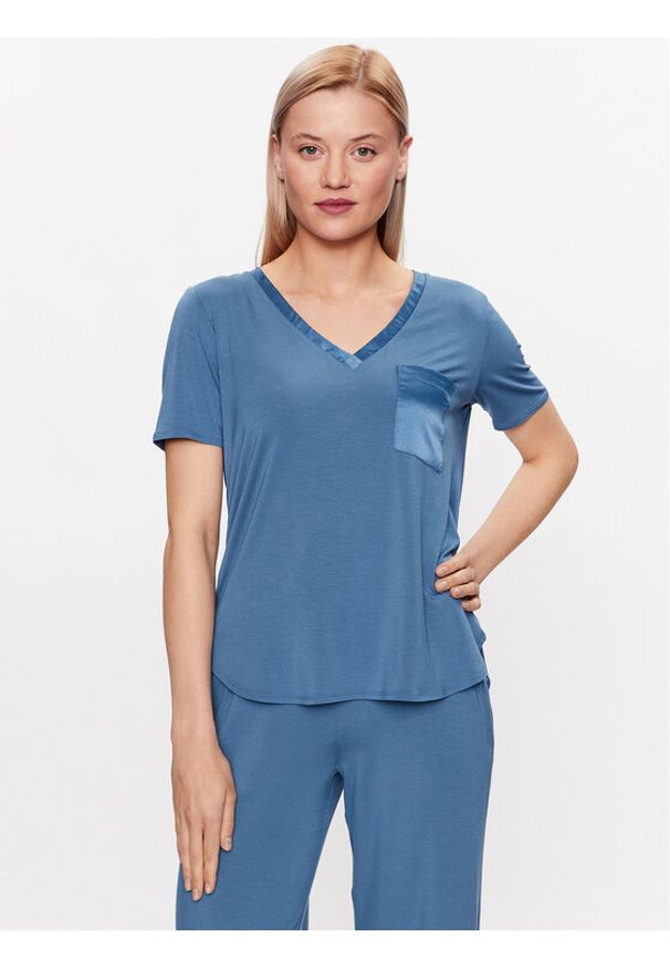 Triumph Koszulka piżamowa Climate Aloe 10214846 Niebieski Regular Fit. Kolor: niebieski. Materiał: wiskoza