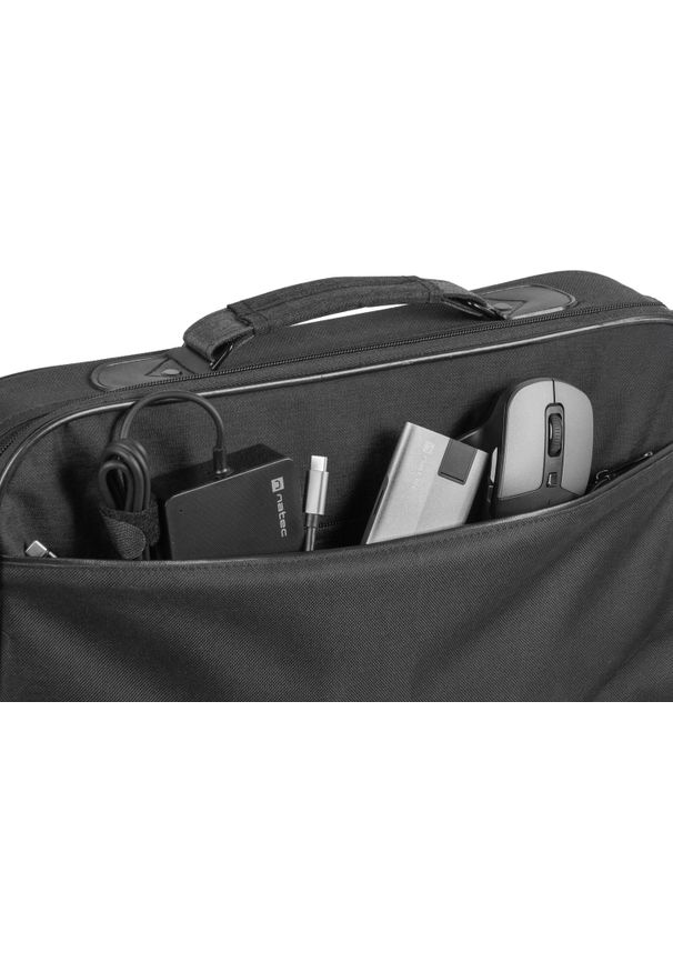 NATEC - Torba Natec Impala 2 17.3'' Onyx czarny. Kolor: czarny. Materiał: materiał. Wzór: paski. Styl: biznesowy, klasyczny, elegancki