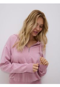 Reserved - Kardigan z dodatkiem wełny - różowy. Kolor: różowy. Materiał: wełna #1