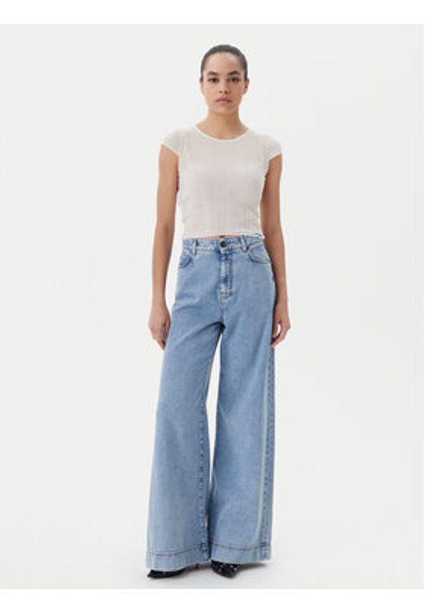 Pinko - PINKO Bluzka Tambora 104773 A1ND Écru Slim Fit. Materiał: bawełna