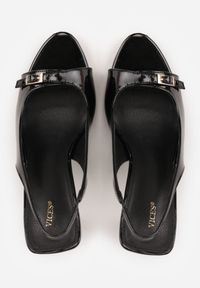 Renee - Czarne Sandały Lakierowane VICES na Szpilce Slingback z Metaliczną Klamrą Harmonia. Zapięcie: klamry. Kolor: czarny. Materiał: lakier. Obcas: na szpilce. Styl: glamour, elegancki #3