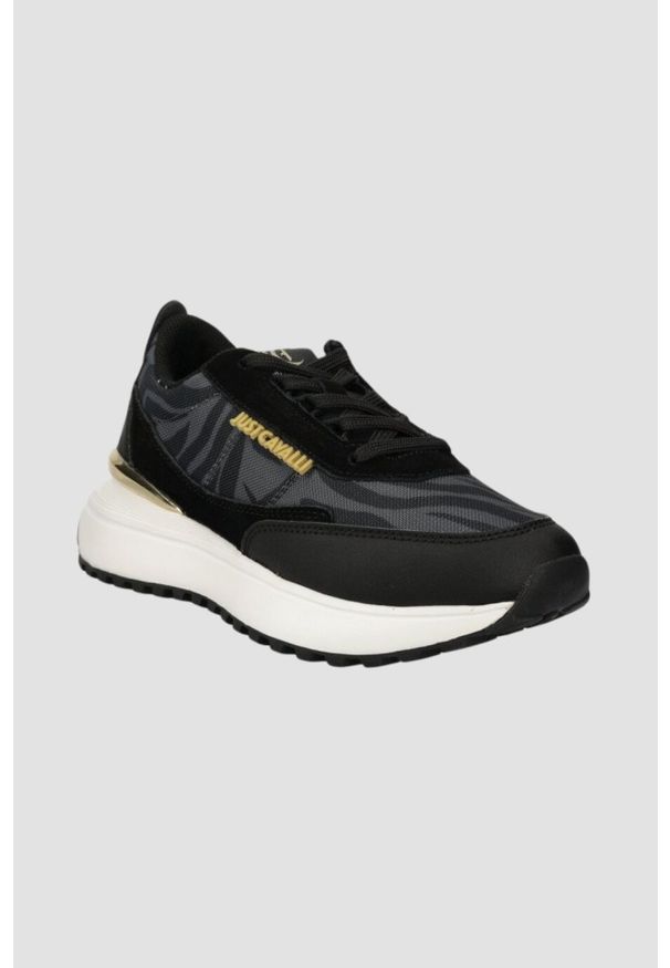 Just Cavalli - JUST CAVALLI Czarne damskie sneakersy Fondo Karina Dis, Rozmiar 36. Kolor: czarny
