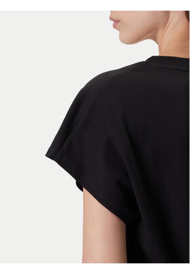 Karl Lagerfeld - KARL LAGERFELD Bluzka A4W17046 Czarny Relaxed Fit. Typ kołnierza: dekolt w karo. Kolor: czarny. Materiał: bawełna