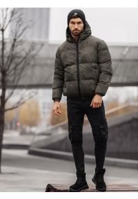 Ombre Clothing - Kurtka męska puffer - czarna V14 C529 - XL. Kolor: czarny. Materiał: materiał, poliester. Sezon: zima. Styl: sportowy #6